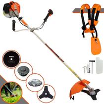 Roçadeira Completa Vulcan VR620H À Gasolina 62cc 3HP de Alta Rotação e Performance Com 4 Opções de Cortes Carretel de Nylon + Lâmina 3 Pontas + Lâmina 80 Dentes + Escova Circular De Aço 38 Cerdas