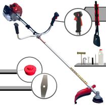 Roçadeira Cortador de Grama À Gasolina Kawashima BCJ620-L 62cc Motor 2 Tempos 3HP de Potência 10.000rpm Robusta e de Alta Performance Multifunções Completa Com Carretel de Nylon + Faca 2 Pontas