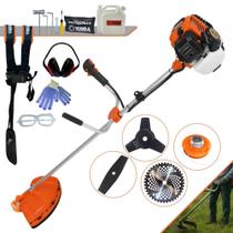Roçadeira Cortador de Grama À Gasolina Multifunções Terra GR520-XP 2T 52cc 2,5HP Alta Rotação e Potência Com Carretel Nylon e Lâmina Facão + Kit Extra Lâmina 3 Pontas e Disco Circular 40 Dentes + EPI