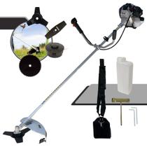 Roçadeira Cortador de Grama Toyama TBC43H À Gasolina 2 Tempos 43cc 1,7HP de Potência 12.000rpm Profissional Multifunções Com Carretel Nylon + Lâmina Facão + Lâmina 3 Pontas + Lâmina Circular 80 Dentes