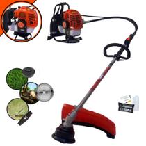 Roçadeira Costal Multifuncional À Gasolina Terra GRC-430 43cc 1,7HP 2T Alta Rotação Com Carretel de Nylon + Faca 40 Dentes de Vídea + Faca 2 Pontas Roçadeira Costal Multifuncional À Gasolina Terra GRC-430 43cc 1,7HP 2T Alta Rotação Com Carretel de Nylon + Faca 40 Dentes de Vídea + Faca 2 Pontas