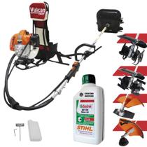 Roçadeira Costal Multifunções de Corte Vulcan VRC430 Á Gasolina 2 Tempos 43cc 1,7hp Alta Potência e Performance Modelo Completo 4 em 1 + ÓLEO STIHL 2T