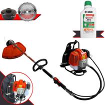 Roçadeira Costal Multifunções Terra GRC-430 43cc 1,7HP de Potência Cortador de Grama Com Cabeçote de Nylon + Lâmina 40 Dentes de Vídea + Óleo Stihl 2T