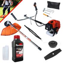 Roçadeira Dobrável Bi-partida GRHB430 Terra Á Gasolina 2T 43cc 1,7Hp 12.000RPM Completa Com Lâmina de 2 Pontas, Carretel Nylon e Cinto + ÓLEO TOYAMA 2T