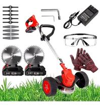 Roçadeira Elétrica 48v 2 Baterias Jardim Corta Grama Mato Bateria Cortador