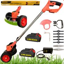 Roçadeira Elétrica Cortador De Grama Eletrico 2 Baterias 21v Laranja Roçadeira Elétrica Cortador De Grama Eletrico 2 Baterias 21v Laranja