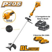 Rocadeira ingco a bateria 40v linha p20s com 2 baterias 4.0ah e 2 carregador