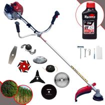 Roçadeira Kawashima BCJ431-L À Gasolina 43cc 1,7HP Ideal Para Todos os Tipos de Trabalhos Com Carretel + Faca 2 Pontas + 3 Pontas + 6 Pontas + 40 Dentes + 80 Dentes + Trimmer + Escova + ÓLEO TOYAMA
