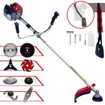 Roçadeira Kawashima BCJ431L 43cc 1,7HP Alta Potência 8 Em 1 Completa Com Carretel e Faca 2 Pontas + Kit Faca 3 Pontas, Faca 6 Pontas, Lâmina 40 Dentes Vídea, Lâmina 80 Dentes, Trimmer e Escova de Aço
