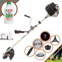 Roçadeira Kawashima KW43-LE À Gasolina 43cc 1,7HP 10.000rpm Cortador de Grama 6 Em 1 Com Carretel e Faca 3 Pontas + EXTRA Faca 2 Pontas, Faca 40 Dentes, Faca 80 Dentes e Escova de Aço + ÓLEO STIHL 2T Roçadeira Kawashima KW43-LE À Gasolina 43cc 1,7HP 10.000rpm Cortador de Grama 6 Em 1 Com Carretel e Faca 3 Pontas + EXTRA Faca 2 Pontas, Faca 40 Dentes, Faca 80 Dentes e Escova de Aço + ÓLEO STIHL 2T