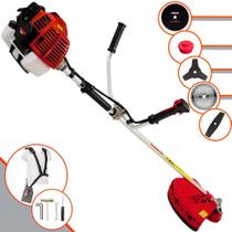Roçadeira Kawashima KW43L À Gasolina 43cc 1,7HP 10.000rpm Podador de Grama 5 Em 1 Ideal Para Todos os Tipos de Trabalhos Com Carretel + Faca 2 Pontas + Faca 3 Pontas + Faca 40 Dentes + Faca 80 Dentes