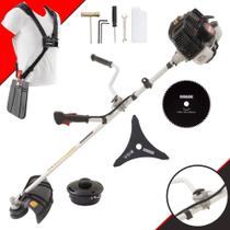 Roçadeira Kawashima KW43LE À Gasolina 43cc 1,7HP de Potência 10.000rpm Podador de Grama Multifunções Completo Para Todos os Tipos de Trabalho Com Lâmina 3 Pontas + Lâmina 80 Dentes + Carretel de Nylon