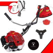 Roçadeira Kawashima KW52L À Gasolina 2T 52cc 2,5HP de Potência 10.000rpm Podador de Grama Multifunções Completo P/ Todos os Tipos de Trabalho Com Lâmina 3 Pontas + Lâmina 80 Dentes + Carretel de Nylon