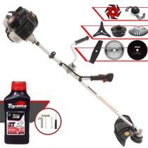 Roçadeira Kawashima KW52LE 52cc 2,5HP 10.000rpm Para Todos os Tipos de Trabalhos Com Carretel + Faca 2 Pontas + 3 Pontas + 6 Pontas + 40 Dentes + 80 Dentes + Trimmer + Escova de Aço + ÓLEO TOYAMA 2T