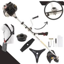 Roçadeira Kawashima KW52LE À Gasolina 2T 52cc 2,5HP de Potência 10.000rpm Podador de Grama Multifunções Completo Para Todos os Tipos de Trabalho Com Lâmina Facão + Lâmina 3 Pontas + Carretel de Nylon