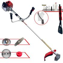 Roçadeira Lateral À Gasolina Kawashima BCJ620L Motor 2T 62cc 3HP de Potência 10.000rpm Com 4 Opções de Corte Lâmina 2 Pontas + Lâmina 40 Dentes + Carretel de Nylon + Escova Circular De Aço 24 Cerdas