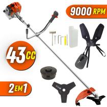 Roçadeira Lateral Á Gasolina Tekna RL430ACN-TK 2T 43CC 1,7HP 9.000RPM Profissional de Alta Potência e Performance Completa Com Cabeçote Nylon e Faca de 3 Pontas