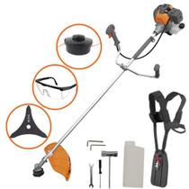 Rocadeira Lateral a Gasolina Tekna RL520 P-I Plus Profissional 52cc 2hp com Carretel e Lamina 3 pontas para Mato Alto + Oculos de Proteção