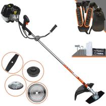 Roçadeira Lateral À Gasolina Terra GRH520 Motor 2 Tempos 52cc 2,5HP de Potência 6.500rpm Com 4 Opções de Corte Lâmina 2 Pontas + Lâmina 40 Dentes + Carretel de Nylon + Escova Circular De Aço 38 Cerdas