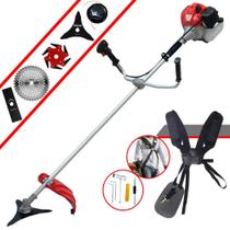 Roçadeira Lateral Anmax CG430P-TB À Gasolina Motor 2 Tempos 43cc 2HP 9.000rpm Multifuncional 5 Em 1 Com Cabeçote de Nylon e Lâmina Facão + Kit Faca 3 Pontas, Faca 6 Pontas e Faca 40 Dentes