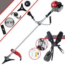 Roçadeira Lateral Anmax CG430P-TB À Gasolina Motor 2 Tempos 43cc 2HP Alta Potência Multifuncional 5 Em 1 Com Carretel de Nylon e Lâmina 2 Pontas + Kit Faca 3 Pontas, Faca 40 Dentes e Trimmer