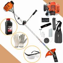 Roçadeira Lateral ANMAX Cg430tb 43cc Forte e Robusta com Lamina Faca 2 Pontas + Óleo Toyama + Óculos e Luvas de Proteção