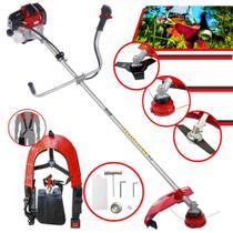 Roçadeira Lateral Com Sistema Antivibração Toyama RT43L À Gasolina Motor 2 Tempos 43cc 1,7HP de Potência 10.000rpm Completa Com 3 Opções de Cortes Cabeçote de Nylon + Lâmina 2 Pontas + Lâmina 3 Pontas
