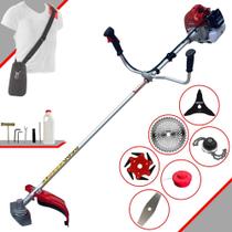Roçadeira Lateral Kawashima BCJ620L À Gasolina 2 Tempos 62cc 3HP Alta Potência Multifuncional 6 Em 1 Com Carretel de Nylon e Lâmina 2 Pontas + Kit Faca 3 Pontas, 6 Pontas, Faca 40 Dentes e Trimmer