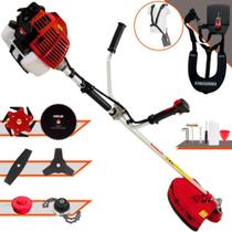 Roçadeira Lateral Kawashima KW52-L À Gasolina 2T 52cc 2,5HP 10.000rpm Multifunções Completa 6 Em 1 Com Carretel de Nylon + Faca 2 Pontas + Faca 3 Pontas + Faca 6 Pontas + Faca 80 Dentes + Trimmer