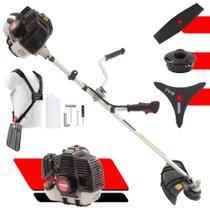 Roçadeira Lateral Multifuncional Kawashima KW43-LE À Gasolina Motor 2 Tempos 43cc 1,7HP de Potência 10.000rpm Completa Com 3 Opções de Cortes Cabeçote de Nylon + Lâmina 2 Pontas + Lâmina 3 Pontas