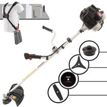 Roçadeira Lateral Profissional Multifuncional Kawashima KW43LE À Gasolina Motor 2T 43cc 1,7HP 10.000rpm Completa Com 4 Opções de Cortes Cabeçote Nylon, Faca 2 Pontas, Faca 3 Pontas e Faca 80 Dentes