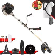 Roçadeira Lateral Profissional Multifuncional Kawashima KW52LE À Gasolina Motor 2T 52cc 2,5HP 10.000rpm Completa Com 4 Opções de Cortes Cabeçote Nylon, Faca 2 Pontas, Faca 3 Pontas e Faca 80 Dentes