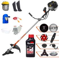 Roçadeira Lateral Terra GRH430 43cc 1,7HP Ideal Para Todos os Tipos de Trabalhos Com Carretel + Faca 2 Pontas + 3 Pontas + 6 Pontas + 40 Dentes Vídea + 80 Dentes + Trimmer + Escova + EPI + ÓLEO TOYAMA