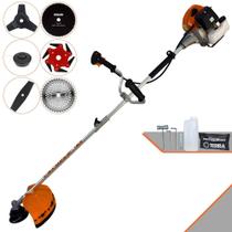 Roçadeira Lateral Terra GRHB430 Bi-Partida À Gasolina 43cc 1,7HP Alta Potência 6 Em 1 Com Carretel Nylon e Faca 2 Pontas + Kit Faca 3 Pontas, 6 Pontas, Lâmina 40 Dentes de Vídea e Lâmina 80 Dentes