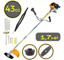 ROCADEIRA LATERAL VULCAN VR430S 2T 43CC 1,7HP PROFISSIONAL com Carretel e Lamina Faca para Trabalho Pesado Capim, Mato