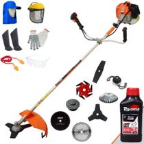 Roçadeira Lateral Vulcan VR620H 62cc 3HP Ideal Para Todos os Tipos de Trabalhos Com Carretel + Faca 2 Pontas + 3 Pontas + 6 Pontas + 40 Dentes Vídea + 80 Dentes + Trimmer + Escova + EPI + ÓLEO TOYAMA