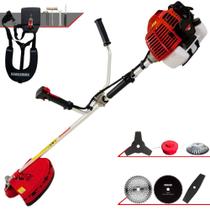 Roçadeira Máquina de Corta Grama À Gasolina Kawashima KW52-L 52cc 2,5HP 10.000rpm 6 Em 1 Com Lâmina Facão + Lâmina 3 Pontas + Lâmina 40 Dentes + Lâmina 80 Dentes + Carretel de Nylon + Escova de Aço