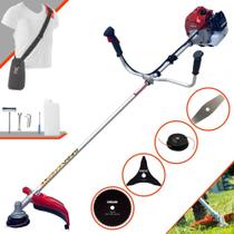 Roçadeira Máquina de Corta Grama Kawashima BCJ431-L À Gasolina 2T 43cc 1,7HP de Potência 10000rpm Completa Para Todos os Tipos de Trabalho Com Lâmina Facão + Lâmina 3 Pontas + Disco Circular 80 Dentes