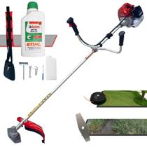 Roçadeira Máquina de Corta Grama Kawashima BCJ431L À Gasolina 43cc 1,7HP de Potência Alta Rotação e Performance Robusta Com 2 Opções de Corte Carretel de Nylon + Lâmina Facão + ÓLEO STIHL 2 Tempos