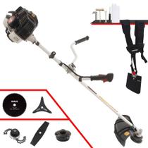 Roçadeira Máquina de Corta Grama Kawashima KW43LE À Gasolina 2T 43cc 1,7HP de Potência 10.000rpm Profissional Multifunções Com Carretel + Lâmina Facão + Lâmina 3 Pontas + Lâmina 80 Dentes + Trimmer Roçadeira Máquina de Corta Grama Kawashima KW43LE À Gasolina 2T 43cc 1,7HP de Potência 10.000rpm Profissional Multifunções Com Carretel + Lâmina Facão + Lâmina 3 Pontas + Lâmina 80 Dentes + Trimmer