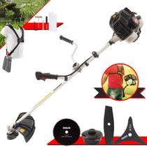 Roçadeira Máquina de Corta Grama Kawashima KW52-LE À Gasolina 2T 52cc 2,5HP de Potência 10.000rpm Completa Para Todos os Tipos de Trabalho Com Lâmina Facão + Lâmina 3 Pontas + Disco Circular 80 Dentes