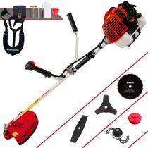 Roçadeira Máquina de Corta Grama Kawashima KW52L À Gasolina 2T 52cc 2,5HP de Potência 10.000rpm Profissional Multifunções Com Carretel + Lâmina Facão + Lâmina 3 Pontas + Lâmina 80 Dentes + Trimmer Roçadeira Máquina de Corta Grama Kawashima KW52L À Gasolina 2T 52cc 2,5HP de Potência 10.000rpm Profissional Multifunções Com Carretel + Lâmina Facão + Lâmina 3 Pontas + Lâmina 80 Dentes + Trimmer