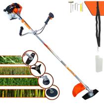 Roçadeira Máquina de Corta Grama Lateral À Gasolina Vulcan VR430S 43cc 2 Tempos 1,7HP 10.000rpm Multifuncional Completa 4 Em 1 Com Carretel de Nylon + Faca 2 Pontas + Faca 3 Pontas + Faca 80 Dentes