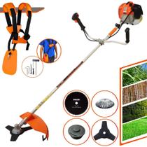 Roçadeira Máquina de Corta Grama Multifunções Vulcan VR620H À Gasolina Motor 2T 62cc 3HP Alta Performance Com Carretel Nylon e Lâmina 3 Pontas + Kit Extra Lâmina 80 Dentes e Escova de Aço Circular