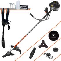 Roçadeira Máquina de Corta Grama Terra GRH430 À Gasolina 2T 43cc 1,7HP de Potência 6.500rpm Profissional Multifunções Com Carretel Nylon + Lâmina Facão + Lâmina 3 Pontas + Lâmina 80 Dentes + Trimmer
