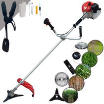 Roçadeira Máquina de Cortar Anmax CG430P-TB À Gasolina 43cc 2HP de Potência 9.000rpm Multifuncional + Kit Lâmina 3 Pontas, Lâmina 40 Dentes Vídea e Escova de Aço Rotativa EXTRA