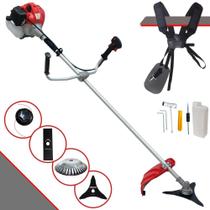 Roçadeira Máquina de Cortar Grama Anmax CG520P-TB À Gasolina 52cc 2,2HP Alta Rotação Com Carretel de Nylon e Lâmina 2 Pontas + Kit Lâmina 3 Pontas e Escova de Aço Para Pavers, Concreto e Calçadas