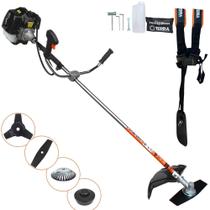 Roçadeira Máquina de Cortar Grama Terra GRH520 À Gasolina 2 Tempos 52cc 2,5HP Alta Rotação Com Carretel Nylon e Lâmina 2 Pontas + Kit Lâmina 3 Pontas e Escova de Aço Para Pavers, Concreto e Calçadas