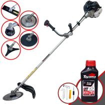 Roçadeira Multifuncional À Gasolina Anmax CG430B 43cc 1,7HP 12.000rpm 5 Em 1 Com Carretel de Nylon + Lâmina Facão, Lâmina 3 Pontas, Lâmina 40 Dentes de Vídea, Lâmina 80 Dentes + ÓLEO TOYAMA 2T FG50