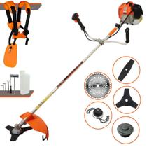 Roçadeira Multifuncional Completa Vulcan VR620-H À Gasolina 2 Tempos 62cc 3HP Alta Potência e Rotação Com Cabeçote de Nylon e Lâmina 3 Pontas + Lâmina 2 Pontas, Lâmina 40 Dentes de Vídea e Trimmer